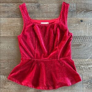 Altar'd State Red Velvet Peplum Top